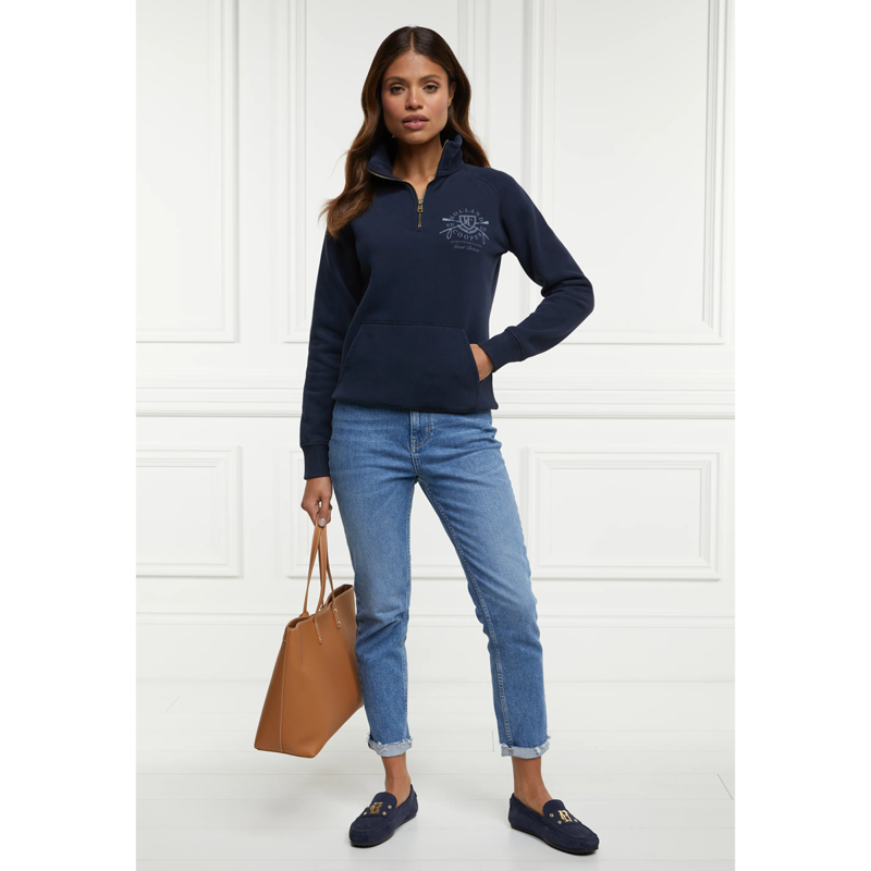 Holland Cooper Crest Zip Henley - Ink Navy-3